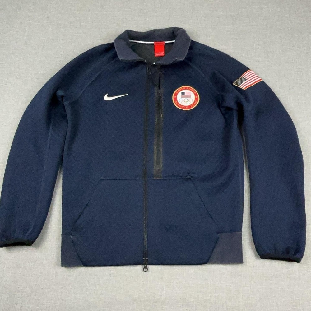 Nike USA Olympics Jacket Mens Large Blue United States Olympic Team Full Zip